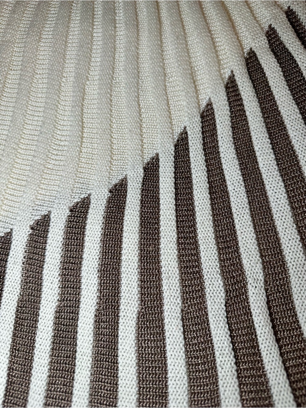 Vintage IMAN Ribbed Knit Tunic Top XS Brown Cream Striped Y2K Mini Dress - Picture 5 of 10